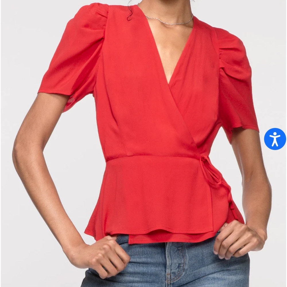 Gremlin tomato red wrap blouse